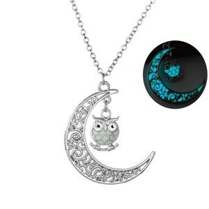 Owl Glow In Dark Pendant Chain Necklace Blue Women Girl Ginger Lyne